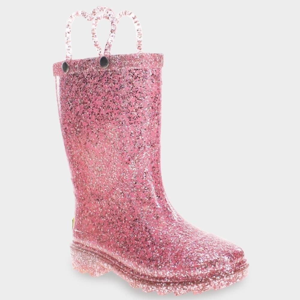 Western Chief Toddler Abby Glitter Rain Boots Pink Size 11 Waterproof Sparkle